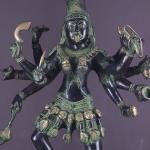 Vintage Brass Kali Mata Ten Arms | 25" Black Green Heat-Treated Art | 20.65kg Sacred Masterpiece | Divine Temple Beauty | Jaipurio